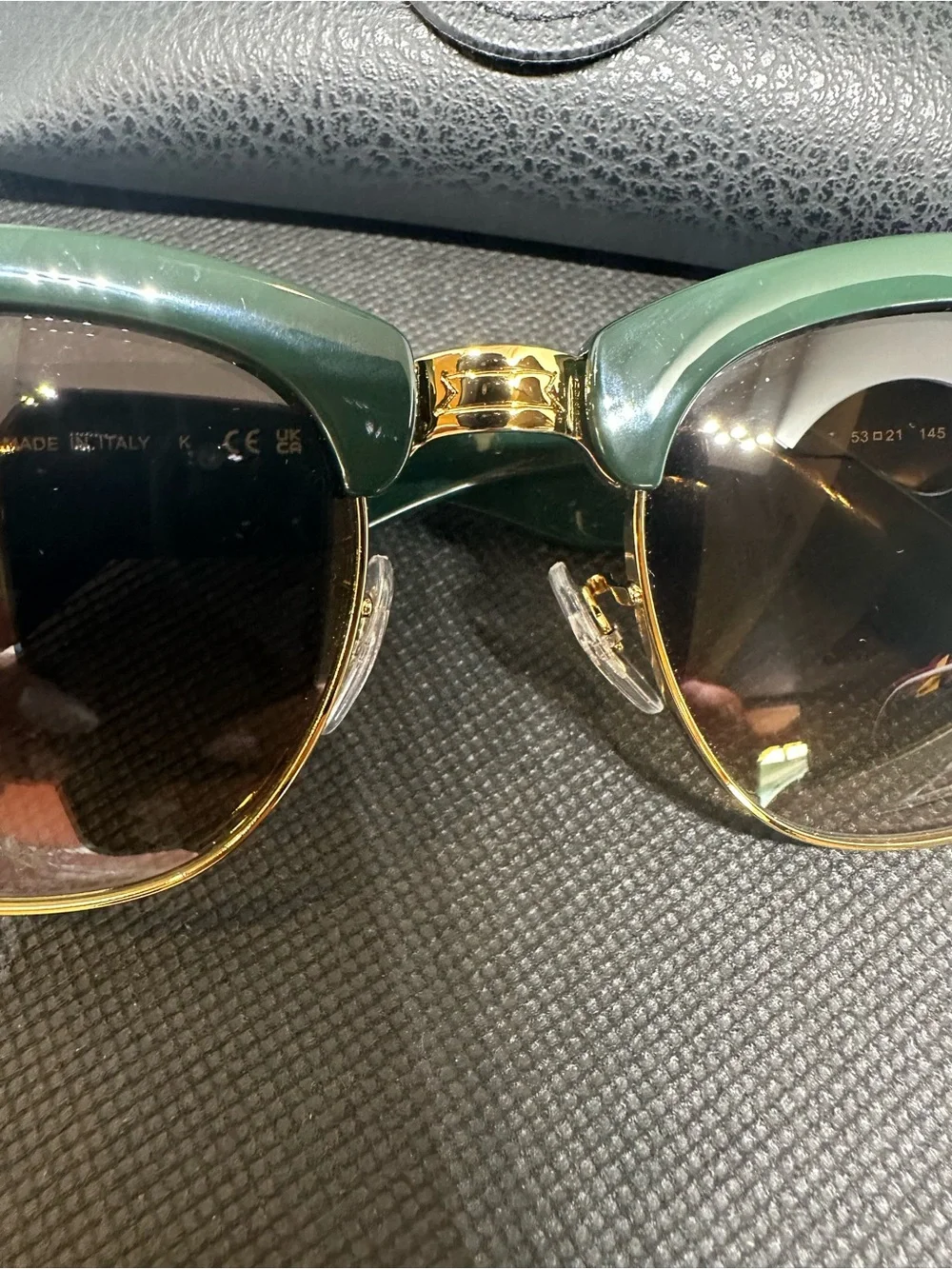 Ray-Ban Clubmaster Sunglasses — Green Browline with Gold Frame and Brown Lenses